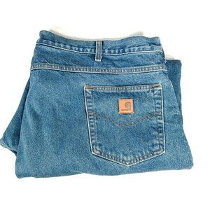Carhartt Jeans Mens 46 Blue Denim Relaxed Fit Cotton Work Pants B17 Workwear